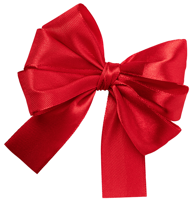 Set of red silk tied bow and wavy red ribbon for gift package decoration. Tied bow and red ribbon isolated on transparent background. 