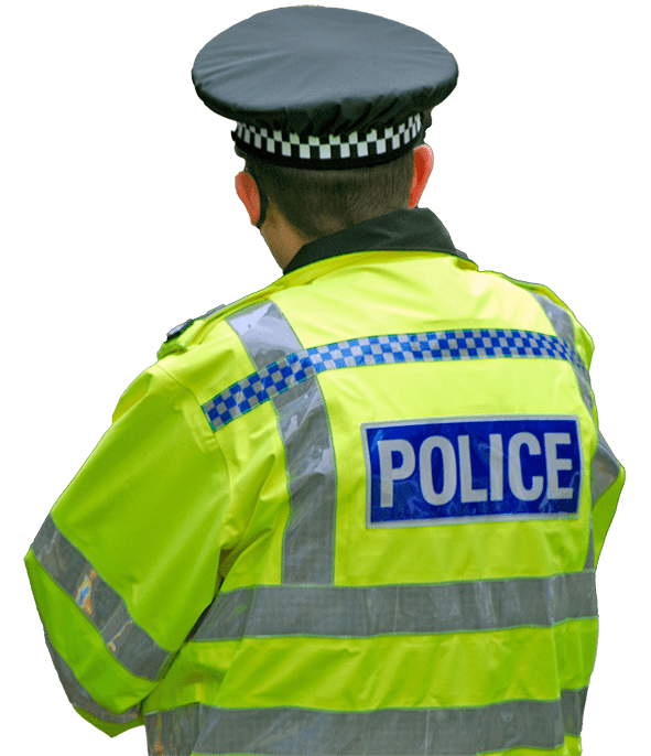 Police officers in Leeds city street during VIP visit