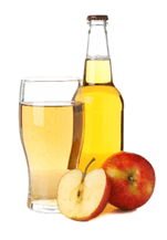 Apples, glass and bottle with cider isolated on white background