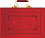 The red case as displayed by the UK Chancellor of the Exchequer during a new budget ober a white background