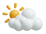 A white cloud with a yellow sun in the middle. Description generated by AI