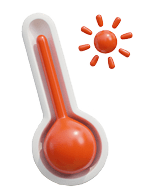 A thermometer with a red handle and an orange ball on top. Description generated by AI