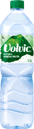 A bottle of water with a green label. Description generated by AI