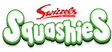 A green and white sign that says “Snapple's Squashies". Description generated by AI