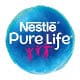 A blue circle with a white logo for Nestle Pure Life. Description generated by AI