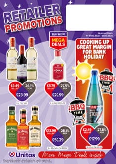 A flyer for a store with a wine bottle and a fridge. Description generated by AI