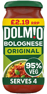 A bottle of Dolmio Bolognese sauce. Description generated by AI
