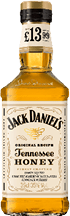A bottle of Jack Daniels honey whiskey. Description generated by AI