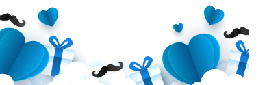 A blue heart with a mustache on it. Description generated by AI