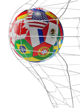 A soccer ball with flags from different countries on it. Description generated by AI