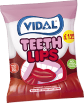 A bag of Vital candy with a red and white label. Description generated by AI