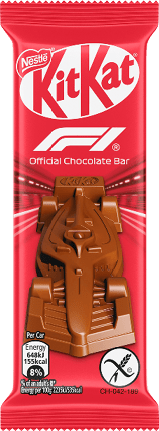 A red and white package of KitKat chocolate bars. Description generated by AI