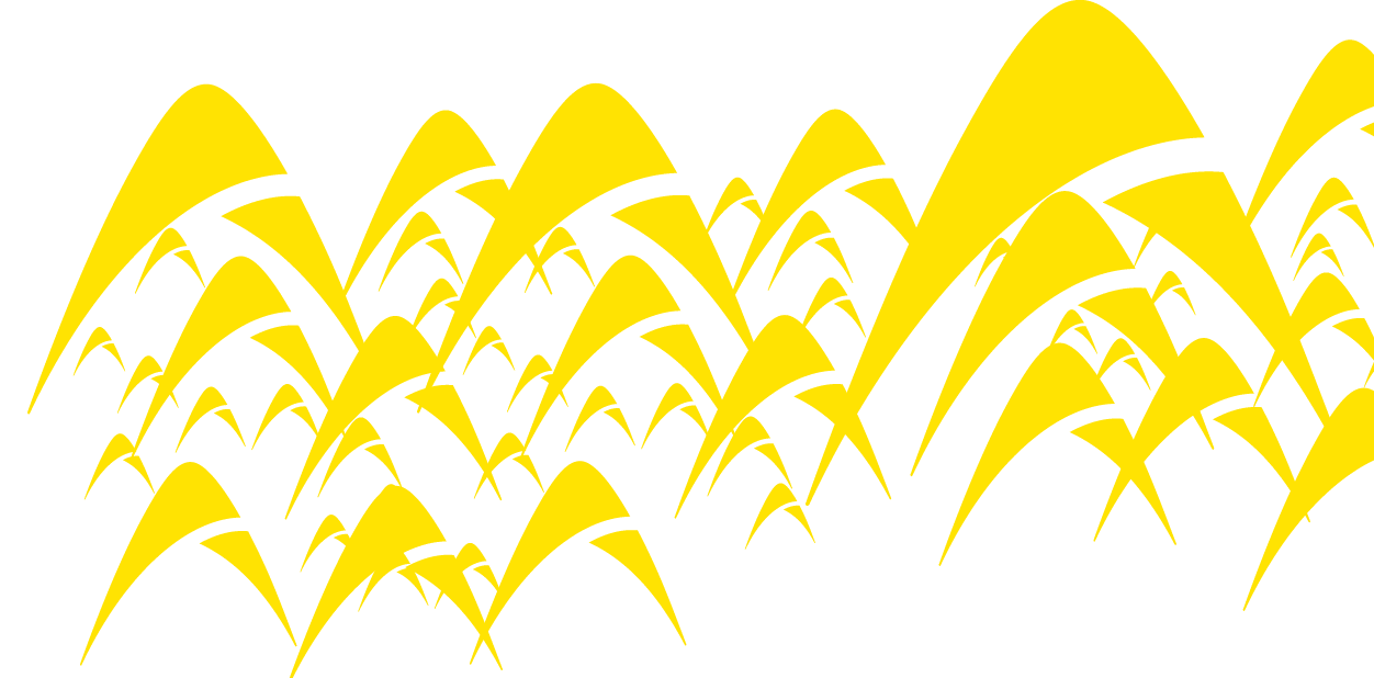 A yellow and black image of a field of flowers. Description generated by AI