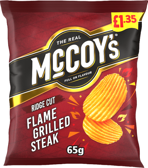 A bag of McCoy's steak flavored chips. Description generated by AI