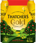 A can of Thatchers Gold Somerset cider. Description generated by AI