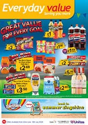 A poster advertising a sale on drinks and snacks. Description generated by AI