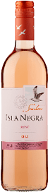 A bottle of pink wine with a bird on the label. AI generated content