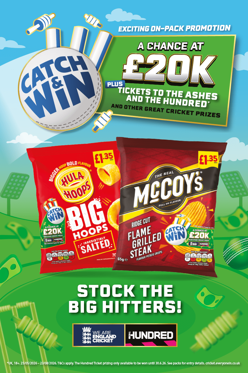 A flyer advertising a chance to win 20,000 pounds and a chance to win tickets to the ashes. Description generated by AI