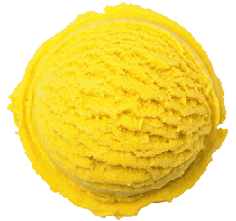 A yellow ice cream cone with a yellow swirl. Description generated by AI