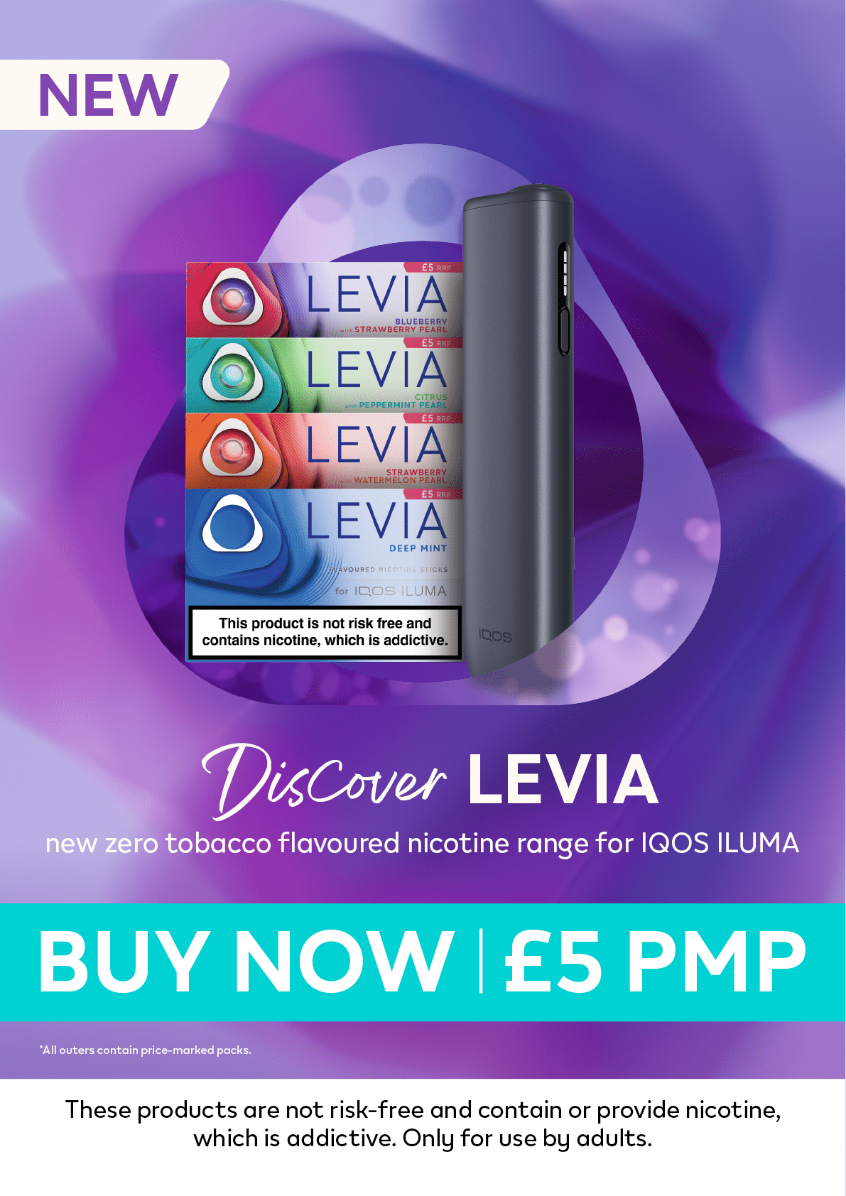 A purple background with a new product called Levia. Description generated by AI