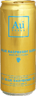 A close-up of a gold-colored can with blue text that reads “Au79 VODKA." Description generated by AI
