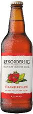 A bottle of Rekorderlig Strawberry Lime beer. Description generated by AI