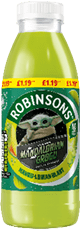 A green bottle of Robinsons Mandarin Blast. Description generated by AI