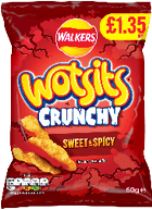 A bag of Wotsits crunchy snacks with a price of 1.35. AI generated content