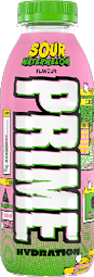 A close-up of a product label with the words “Sour Watermelon Flavour" in bold colorful text on a pink background and a green cap above. Description generated by AI