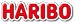 A red and white sign that says Haribo. Description generated by AI