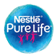 A blue circle with a white logo for Nestle Pure Life. Description generated by AI