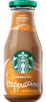 A bottle with a teal cap labeled “Decadent Caramel Flavour" with a caramel-colored design on the label. Description generated by AI