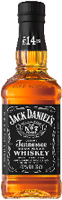 A bottle of Jack Daniel's Old No. 7 Tennessee Sour Mash Whiskey with a black label and a price tag on the neck. Description generated by AI