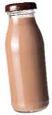 A glass bottle filled with light brown liquid and sealed with a dark brown cap. Description generated by AI