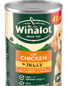 A can of Purina Winalot dog food with a green label, a price tag, and a partial image of a dog on the side. Description generated by AI